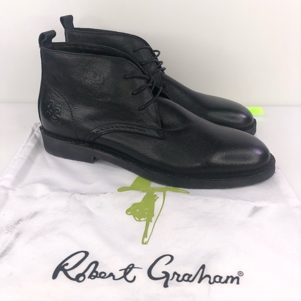 Mens Robert Graham Pieta Leather Chukka Boots Black #RG5416B Size 10.5